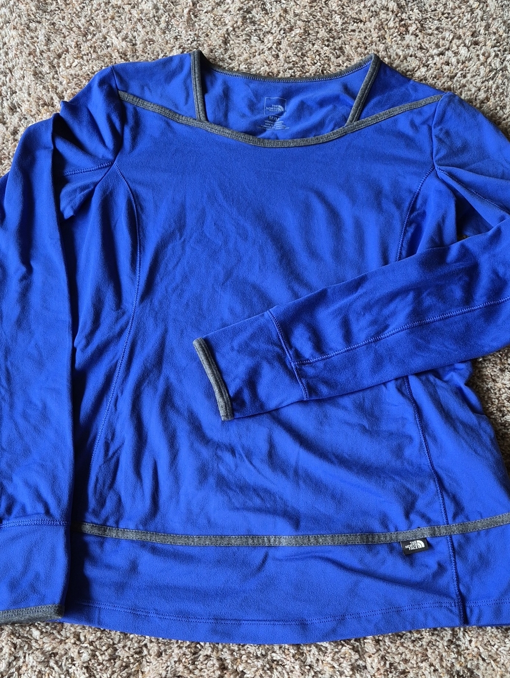 The North Face Women's Long Sleeve Top - Cobalt Blue with Gray Trim, Med